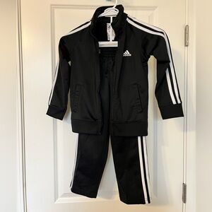 Adidas Black Tracksuit with White Stripes